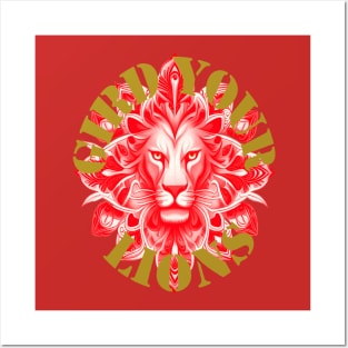 Gird Your Lions England Motivational Idiom Red Posters and Art